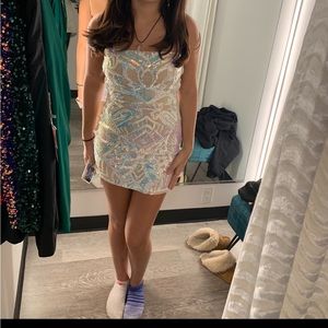 Lady black tie homecoming dress